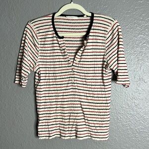 Doen stripe French Henley tee